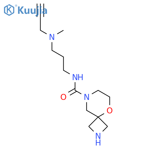 N-{3-[methyl(prop-2-yn-1-yl)amino]propyl}-5-oxa-2,8-diazaspiro[3.5]nonane-8-carboxamide structure
