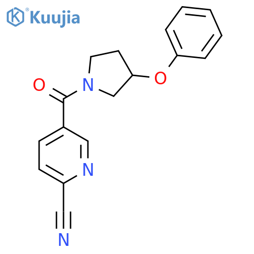 5-(3-Phenoxypyrrolidine-1-carbonyl)pyridine-2-carbonitrile structure