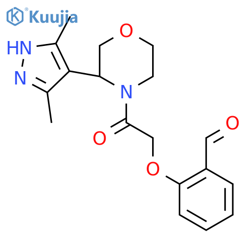 2-{2-[3-(3,5-dimethyl-1H-pyrazol-4-yl)morpholin-4-yl]-2-oxoethoxy}benzaldehyde structure