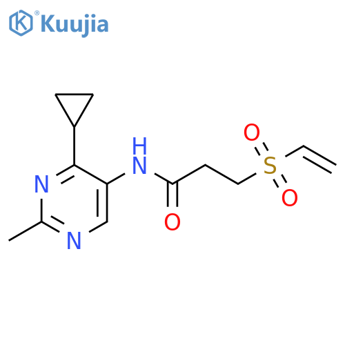 N-(4-cyclopropyl-2-methylpyrimidin-5-yl)-3-(ethenesulfonyl)propanamide structure