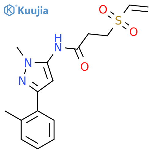 3-Ethenylsulfonyl-N-[2-methyl-5-(2-methylphenyl)pyrazol-3-yl]propanamide structure
