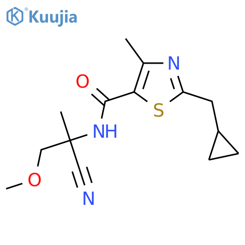 N-(1-cyano-2-methoxy-1-methylethyl)-2-(cyclopropylmethyl)-4-methyl-1,3-thiazole-5-carboxamide structure