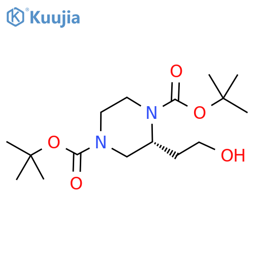 Di-tert-butyl (R)-2-(2-hydroxyethyl)piperazine-1,4-dicarboxylate structure