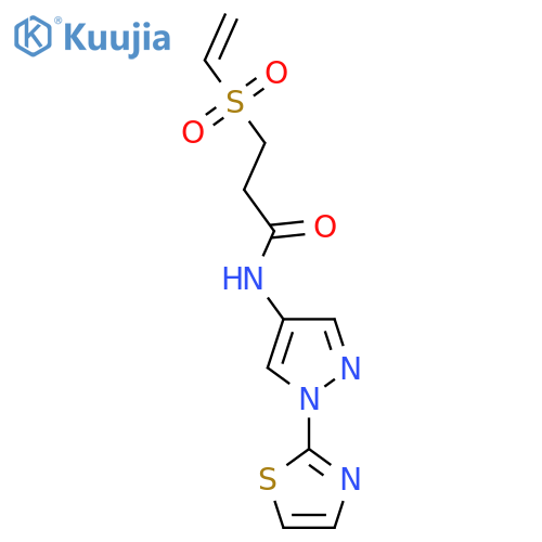 3-Ethenylsulfonyl-N-[1-(1,3-thiazol-2-yl)pyrazol-4-yl]propanamide structure