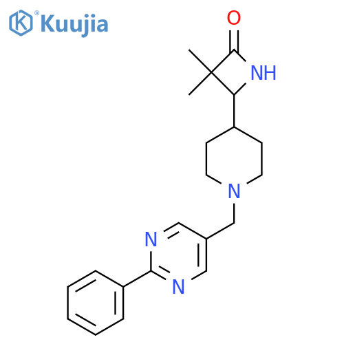 3,3-Dimethyl-4-[1-[(2-phenylpyrimidin-5-yl)methyl]piperidin-4-yl]azetidin-2-one structure