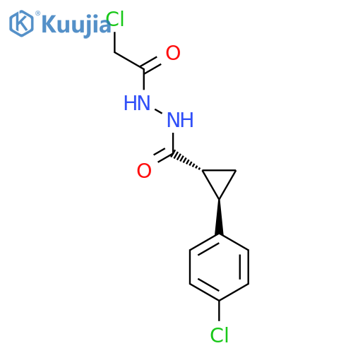 rac-(1R,2R)-N'-(2-chloroacetyl)-2-(4-chlorophenyl)cyclopropane-1-carbohydrazide structure