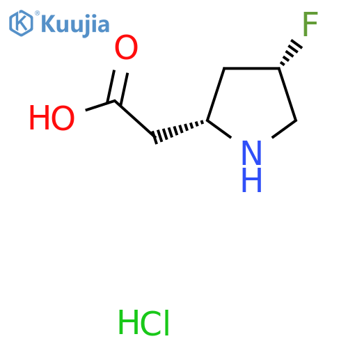 2-(2R,4S)-4-fluoropyrrolidin-2-ylacetic acid hydrochloride structure