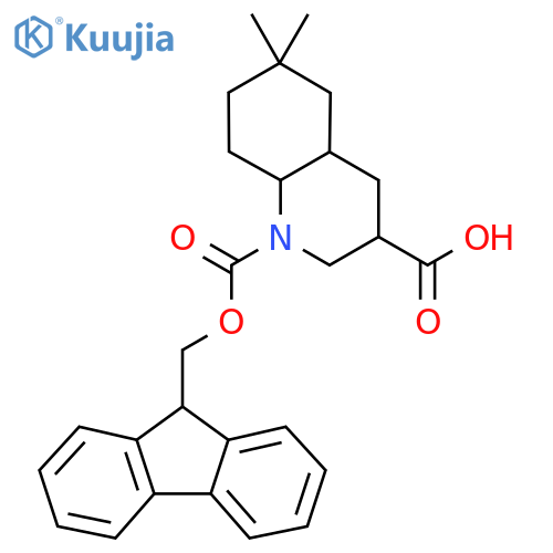 1-{(9H-fluoren-9-yl)methoxycarbonyl}-6,6-dimethyl-decahydroquinoline-3-carboxylic acid structure