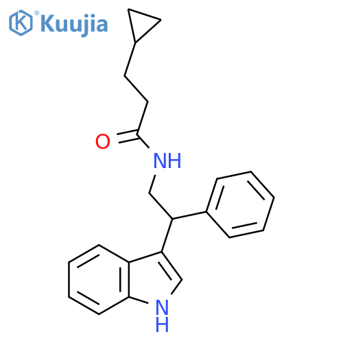 3-cyclopropyl-N-2-(1H-indol-3-yl)-2-phenylethylpropanamide structure