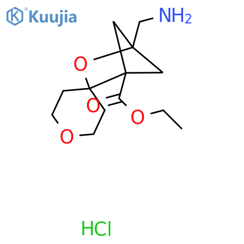 ethyl 4-(aminomethyl)-3-oxaspirobicyclo2.1.1hexane-2,4'-oxane-1-carboxylate hydrochloride structure
