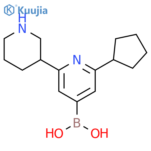 2-Cyclopentyl-6-(piperidin-3-yl)pyridine-4-boronic acid structure