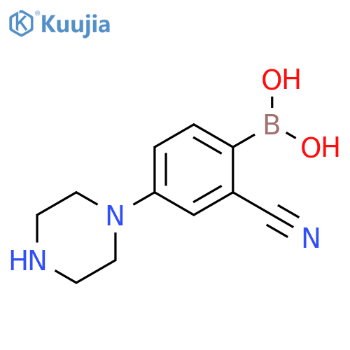 2-Cyano-4-(piperazin-1-yl)phenylboronic acid structure