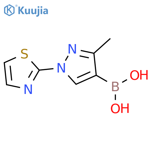 3-Methyl-1-(thiazol-2-yl)pyrazole-4-boronic acid structure