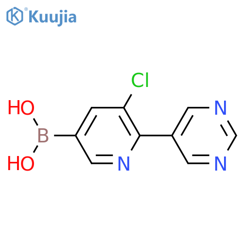 5-Chloro-6-(5-pyrimidyl)pyridine-3-boronic acid structure