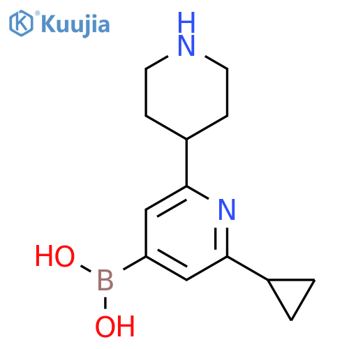2-Cyclopropyl-6-(piperidin-4-yl)pyridine-4-boronic acid structure