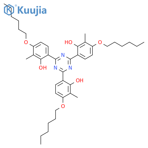 Phenol, 2,2',2''-(1,3,5-triazine-2,4,6-triyl)tris[5-(hexyloxy)-6-methyl- structure