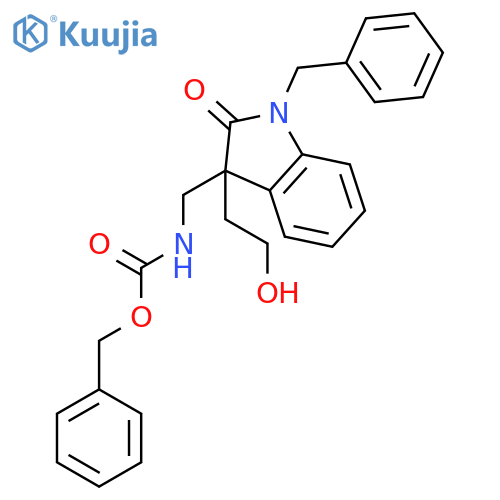 Carbamic acid, [[(3R)-2,3-dihydro-3-(2-hydroxyethyl)-2-oxo-1-(phenylmethyl)-1H-indol-3-yl]methyl]-, phenylmethyl ester (9CI) structure