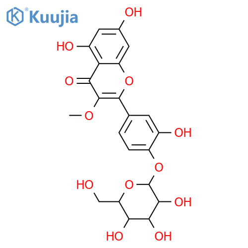 4H-1-Benzopyran-4-one,2-[4-(b-D-glucopyranosyloxy)-3-hydroxyphenyl]-5,7-dihydroxy-3-methoxy- structure