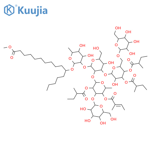 11-Hydroxyhexadecanoic acid; (S)-form, Me ester, O-[β-D-glucopyranosyl-(1→3)-[2S-methylbutanoyl-(→2)]-4-O-tigloyl-α-L-rhamnopyranosyl-(1→2)-[β-D-glucopyranosyl-(1→6)-3,4-bis-O-(2S-methylbutanoyl)-β-D-glucopyranosyl-(1→3)]-β-D-glucopyranosyl-(1→2)-6-deoxy-β-D-glucopyranoside] structure