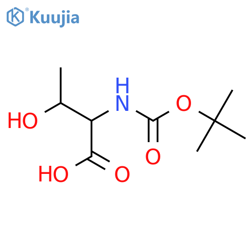 2-{(tert-butoxy)carbonylamino}-3-hydroxybutanoic acid structure