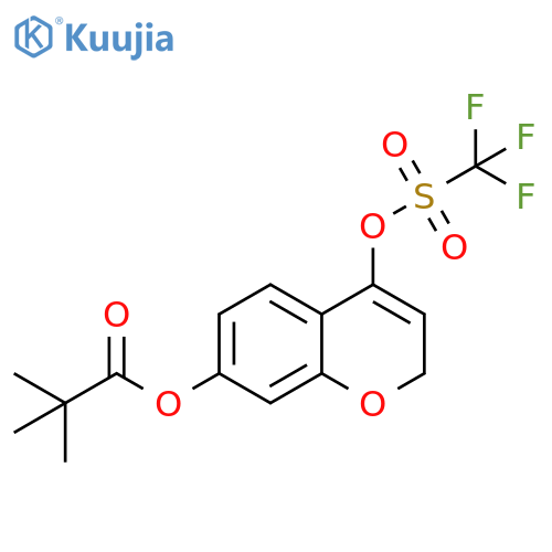 4-(((Trifluoromethyl)sulfonyl)oxy)-2H-chromen-7-yl pivalate structure