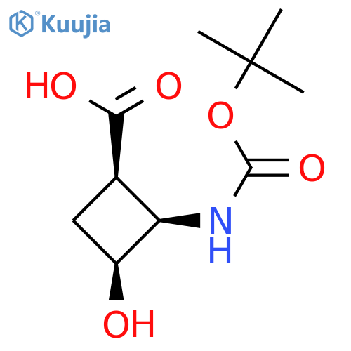 (1R,2R,3S)-2-{[(tert-butoxy)carbonyl]amino}-3-hydroxycyclobutane-1-carboxylic acid structure