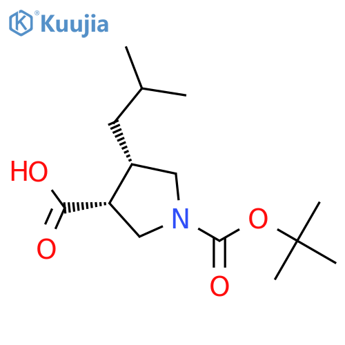 (3R,4S)-1-[(tert-butoxy)carbonyl]-4-(2-methylpropyl)pyrrolidine-3-carboxylic acid structure