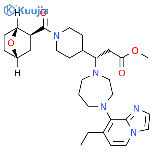 Methyl (βS)-4-(7-ethylimidazo[1,2-a]pyridin-8-yl)hexahydro-β-[1-[(1R,2S,4S)-7-oxabicyclo[2.2.1]hept-2-ylcarbonyl]-4-piperidinyl]-1H-1,4-diazepine-1-propanoate structure