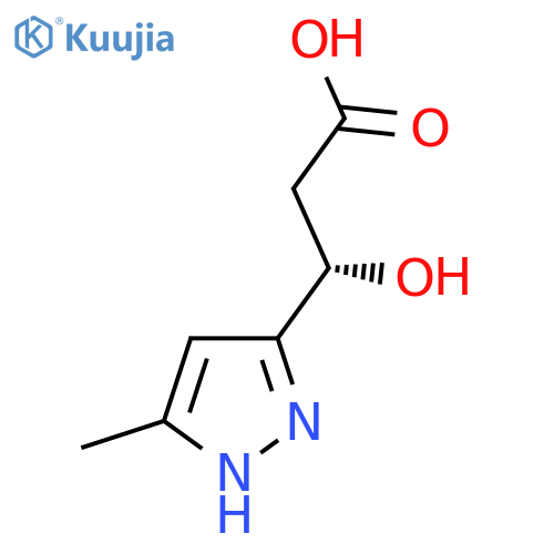 (3S)-3-hydroxy-3-(5-methyl-1H-pyrazol-3-yl)propanoic acid structure