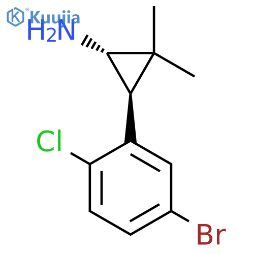 rac-(1R,3R)-3-(5-bromo-2-chlorophenyl)-2,2-dimethylcyclopropan-1-amine structure