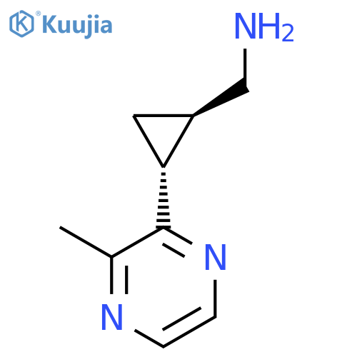 rac-(1R,2R)-2-(3-methylpyrazin-2-yl)cyclopropylmethanamine structure