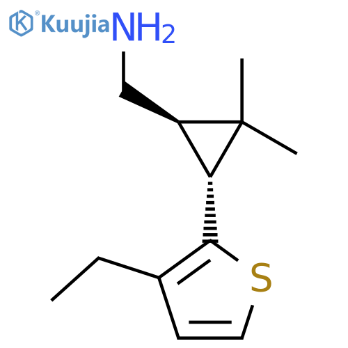 rac-(1R,3R)-3-(3-ethylthiophen-2-yl)-2,2-dimethylcyclopropylmethanamine structure
