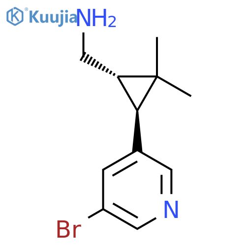 rac-(1R,3R)-3-(5-bromopyridin-3-yl)-2,2-dimethylcyclopropylmethanamine structure