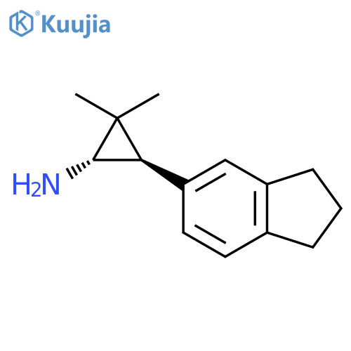 rac-(1R,3S)-3-(2,3-dihydro-1H-inden-5-yl)-2,2-dimethylcyclopropan-1-amine structure