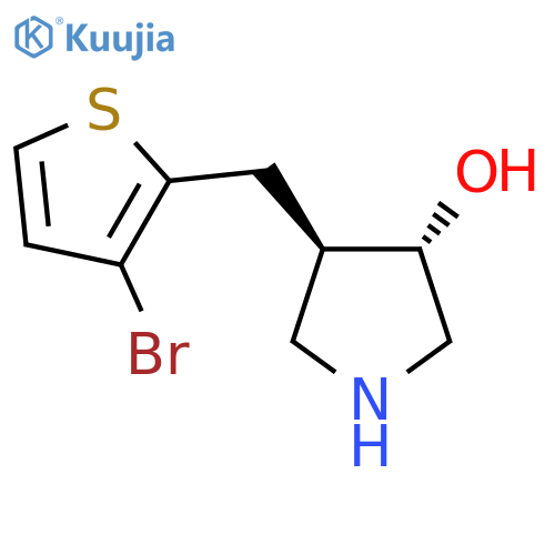 rac-(3R,4S)-4-(3-bromothiophen-2-yl)methylpyrrolidin-3-ol structure