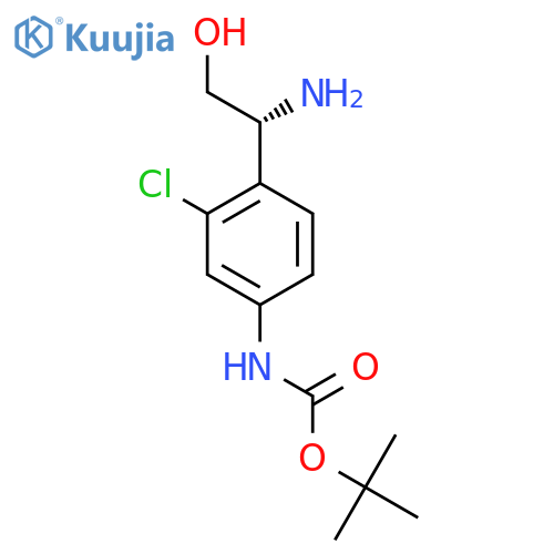 tert-butyl N-{4-(1R)-1-amino-2-hydroxyethyl-3-chlorophenyl}carbamate structure
