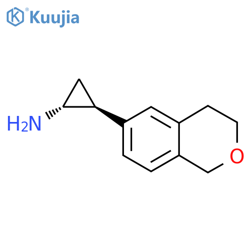 rac-(1R,2S)-2-(3,4-dihydro-1H-2-benzopyran-6-yl)cyclopropan-1-amine structure