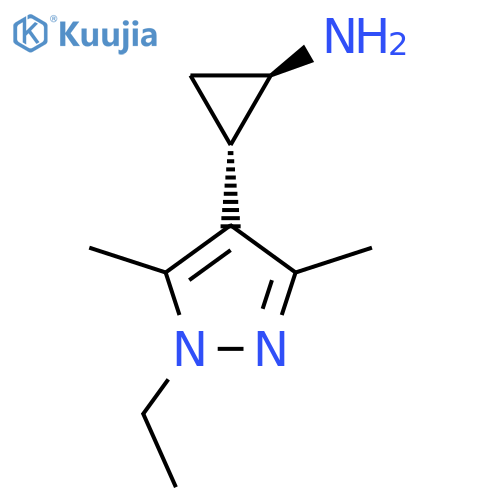 rac-(1R,2S)-2-(1-ethyl-3,5-dimethyl-1H-pyrazol-4-yl)cyclopropan-1-amine structure