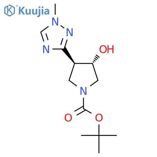 rac-tert-butyl (3R,4R)-3-hydroxy-4-(1-methyl-1H-1,2,4-triazol-3-yl)pyrrolidine-1-carboxylate structure
