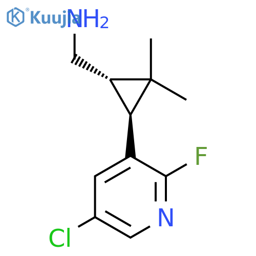 rac-(1R,3R)-3-(5-chloro-2-fluoropyridin-3-yl)-2,2-dimethylcyclopropylmethanamine structure