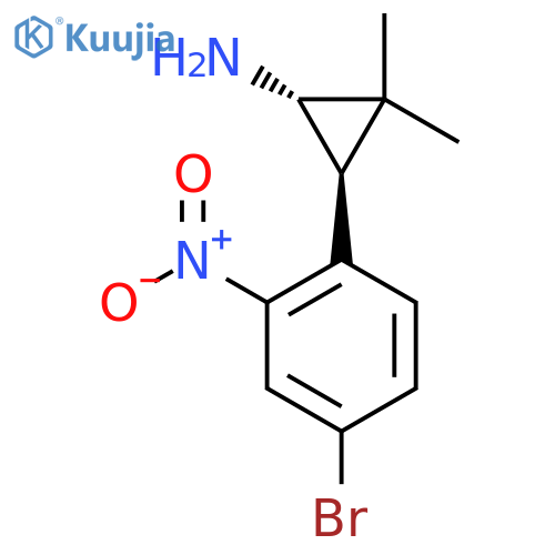 rac-(1R,3R)-3-(4-bromo-2-nitrophenyl)-2,2-dimethylcyclopropan-1-amine structure