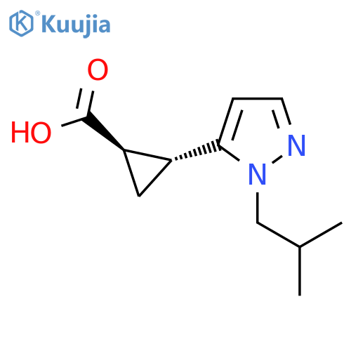 rac-(1R,2R)-2-1-(2-methylpropyl)-1H-pyrazol-5-ylcyclopropane-1-carboxylic acid, trans structure