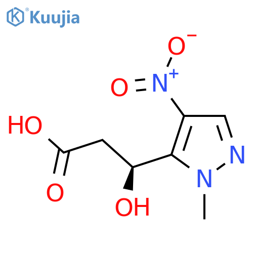 (3S)-3-hydroxy-3-(1-methyl-4-nitro-1H-pyrazol-5-yl)propanoic acid structure
