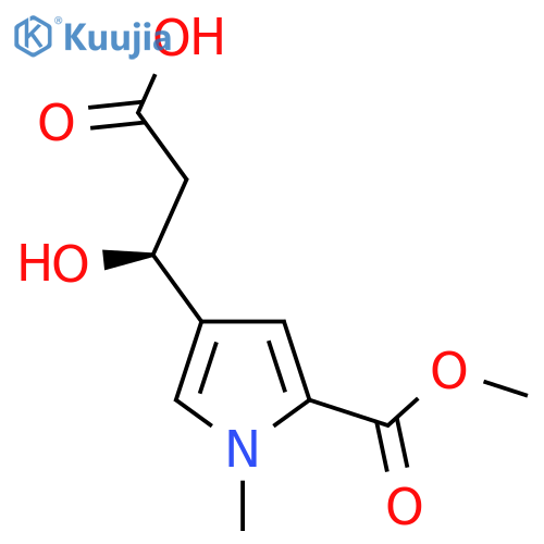 (3S)-3-hydroxy-3-5-(methoxycarbonyl)-1-methyl-1H-pyrrol-3-ylpropanoic acid structure