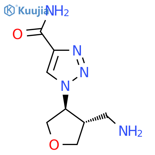 rac-1-(3R,4R)-4-(aminomethyl)oxolan-3-yl-1H-1,2,3-triazole-4-carboxamide structure