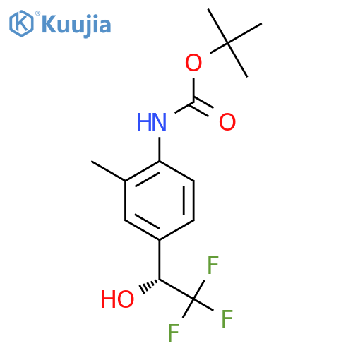 tert-butyl N-{2-methyl-4-(1R)-2,2,2-trifluoro-1-hydroxyethylphenyl}carbamate structure