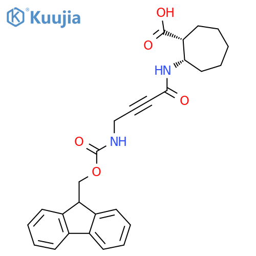 rac-(1R,2S)-2-4-({(9H-fluoren-9-yl)methoxycarbonyl}amino)but-2-ynamidocycloheptane-1-carboxylic acid structure