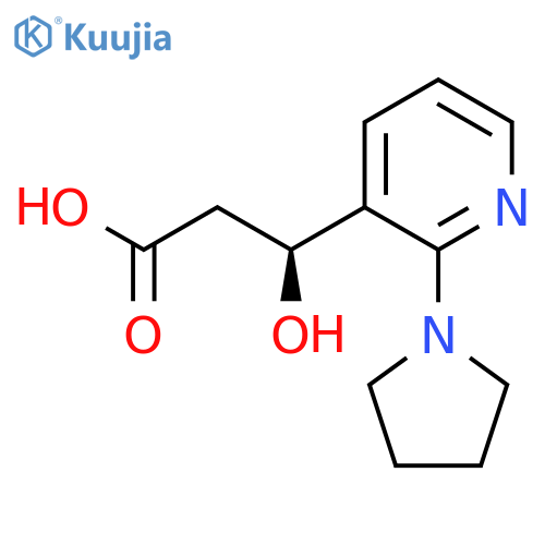 (3S)-3-hydroxy-3-2-(pyrrolidin-1-yl)pyridin-3-ylpropanoic acid structure