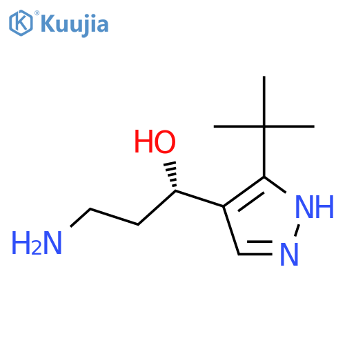 (1S)-3-amino-1-(3-tert-butyl-1H-pyrazol-4-yl)propan-1-ol structure