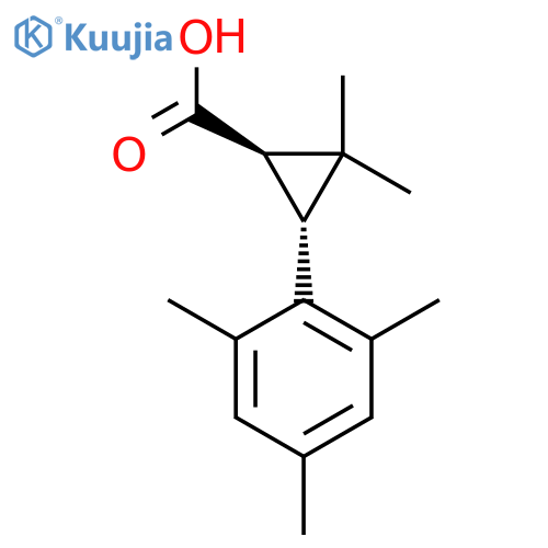 rac-(1R,3R)-2,2-dimethyl-3-(2,4,6-trimethylphenyl)cyclopropane-1-carboxylic acid structure